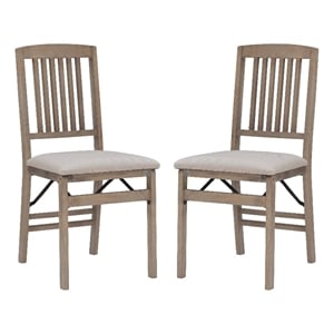 Scranton & Co Mission Style Folding Chair Set with Cushioned Seats in Graywash