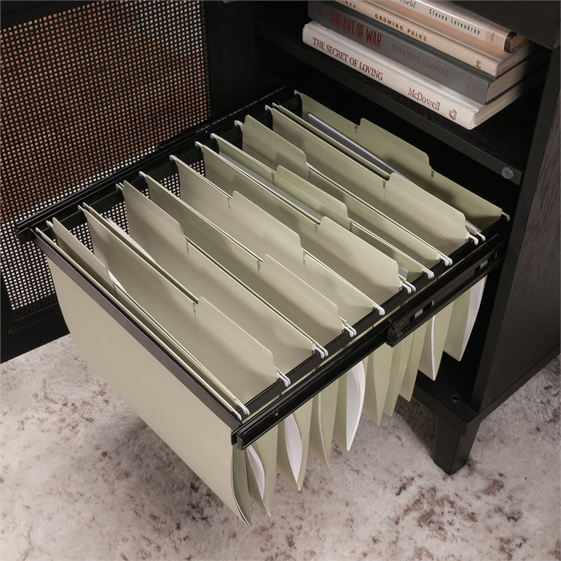 Scranton & Co Coastal Engineered Wood L-Desk in Raven Oak Finish