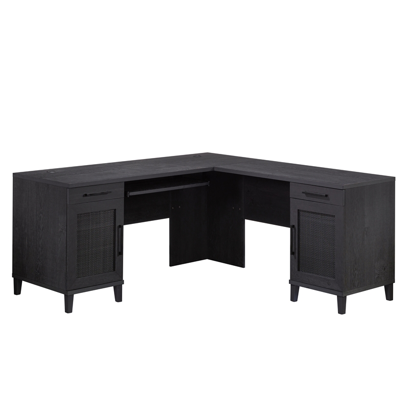 Scranton & Co Coastal Engineered Wood L-Desk in Raven Oak Finish