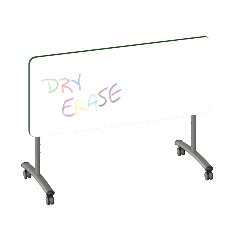 Scranton & Co White Flip Top Table with Green Edge Adjustable Height