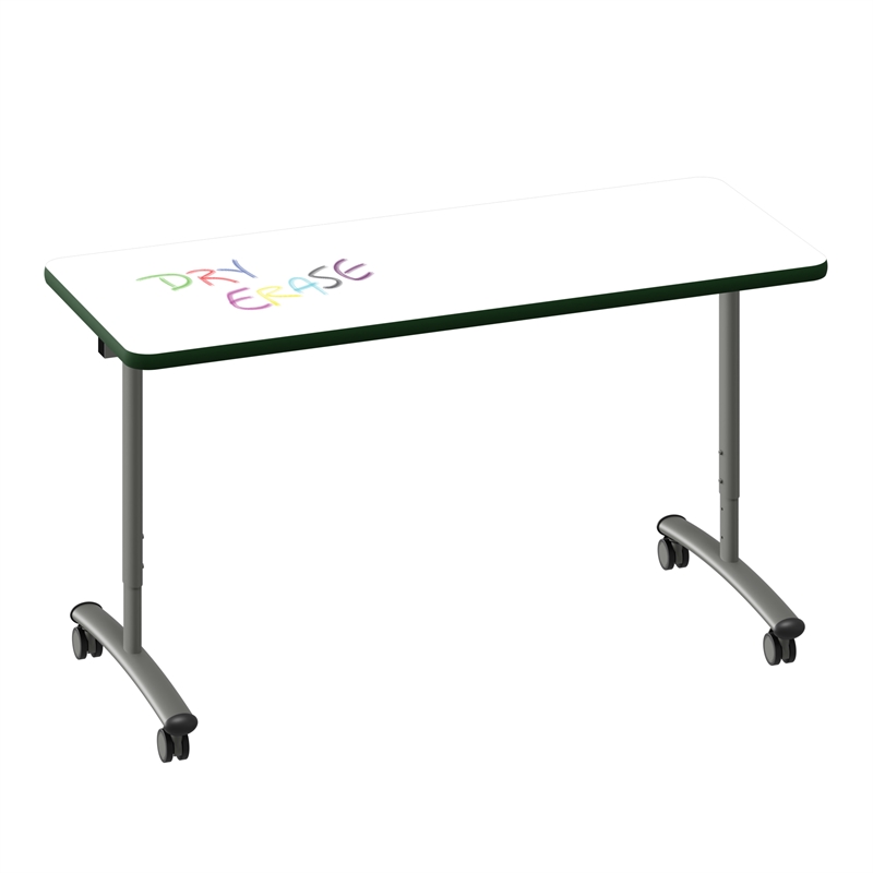 Scranton & Co White Flip Top Table with Green Edge Adjustable Height