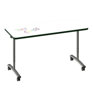 Scranton & Co White Flip Top Table with Green Edge Adjustable Height