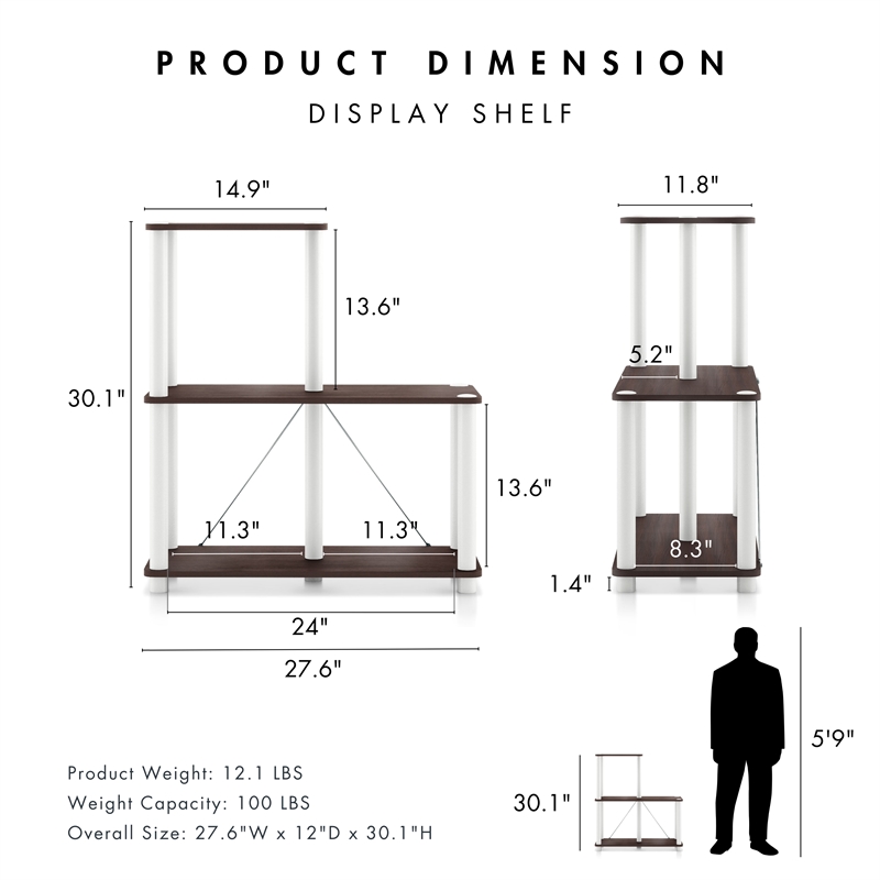 Scranton & Co 3-Cube Open Bookcase in Engineered Wood Espresso Finish