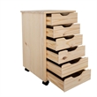 Scranton & Co 6 Drawer Rolling Storage Cart in Unfinished Pine Wood