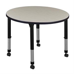 Scranton & Co 36&quot Round Height Adjustable Mobile Table in Maple