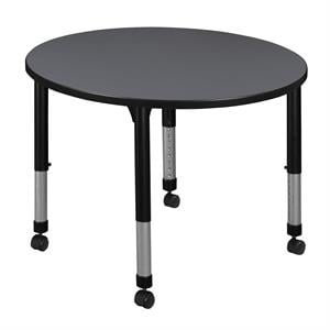 Scranton & Co 42&quot Round Height Adjustable Mobile Table in Grey