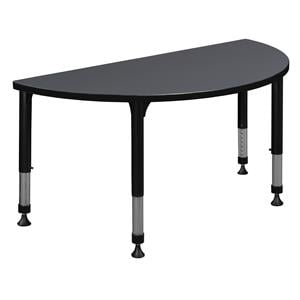 Scranton & Co 48&quot x 24&quot Half Round Shaped Adjustable Table in Grey