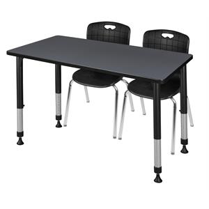 Scranton & Co 48&quot x 24&quot Height Adjustable Table with 2 Andy Chairs in Grey
