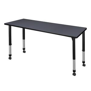 Scranton & Co 60&quot x 30&quot Height Adjustable Mobile Table in Grey