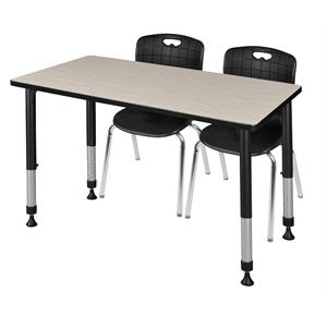 Scranton & Co 48&quot x 24&quot Height Adjustable Table with 2 Andy Chairs in Maple