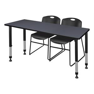 Scranton & Co 60&quot x 30&quot Height Adjustable Table with 2 Zeng Chairs in Grey