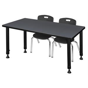 Scranton & Co 48&quot x 30&quot Height Adjustable Table with 2 Andy Chairs in Grey