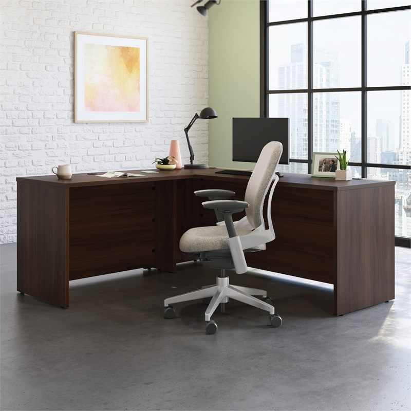 Scranton & Co 72x24 Desk with Return in Engineered Wood Noble Elm Brown