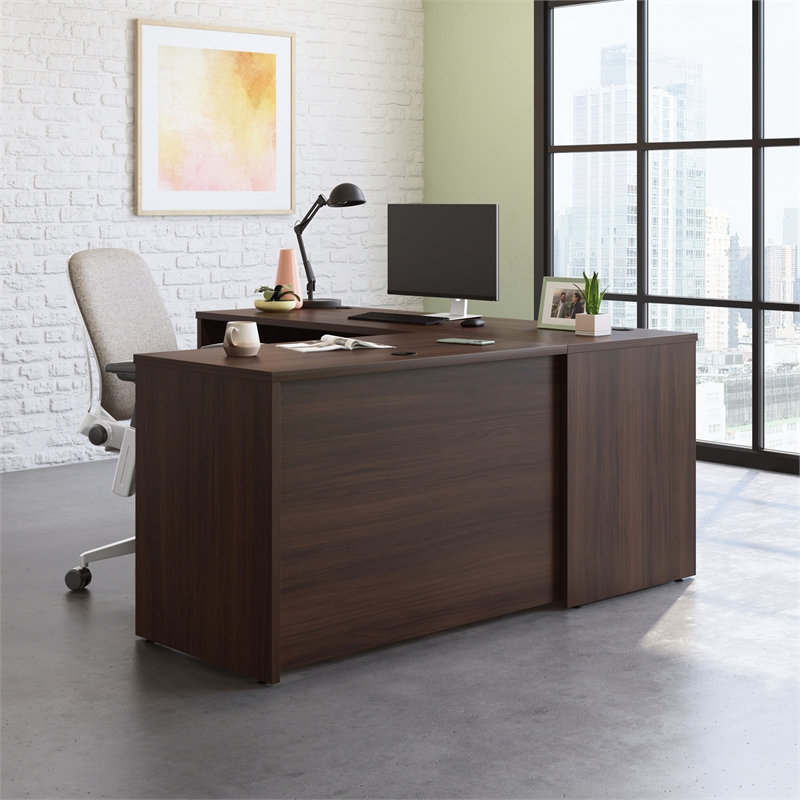 Scranton & Co 72x24 Desk with Return in Engineered Wood Noble Elm Brown