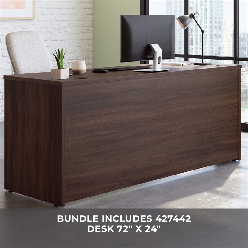 Scranton & Co 72x24 Desk with Return in Engineered Wood Noble Elm Brown