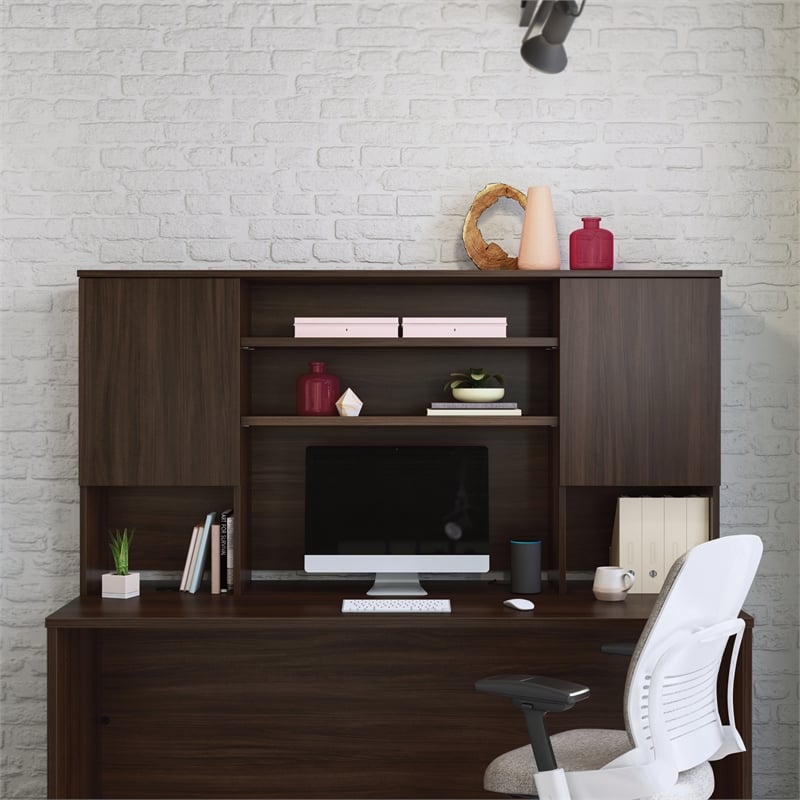 Scranton & Co 72x24 Desk with Hutch Bundle in Engineered Wood Noble Elm
