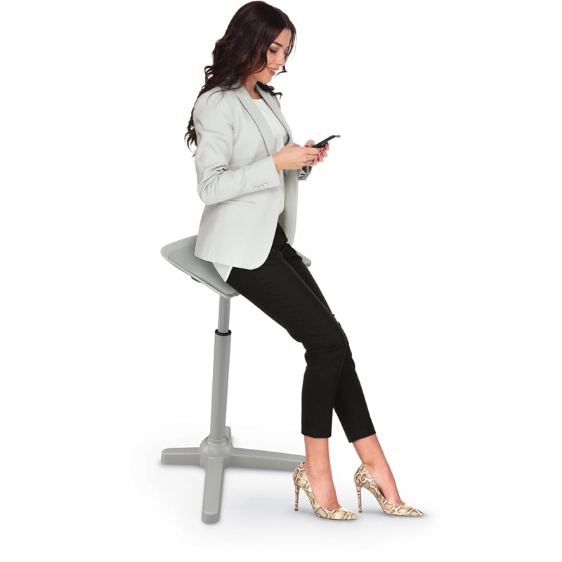 Scranton & Co Elate Perch Adjustable Polyurethane Stool in Gray
