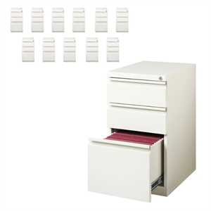 Scranton & Co Set of 12 White Metal 3-Drawer Mobile File Cabinets