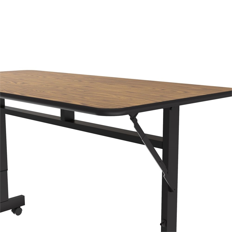 Scranton & Co Adjustable Flip Top Table in Medium Oak Wood Laminate
