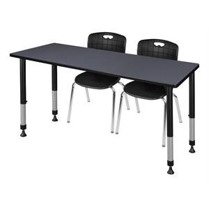 Scranton & Co 60&quot x 30&quot Height Adjustable Table with 2 Andy Chairs in Grey