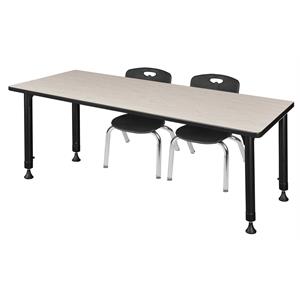 Scranton & Co 60&quot x 30&quot Height Adjustable Table with 2 Andy Chairs in Maple