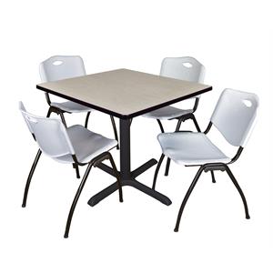 Scranton & Co 36&quot Square Breakroom Table with 4 'M' Chairs in Maple