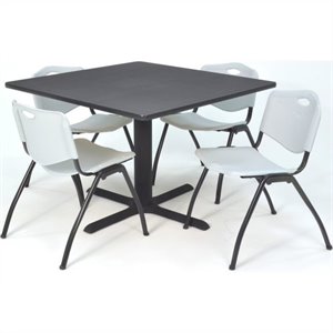 Scranton & Co 42&quot Square Breakroom Table with 4 'M' Chairs in Grey