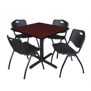 Scranton & Co 36&quot Square Breakroom Table with 4 'M' Chairs in Mahogany