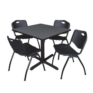 Scranton & Co 42&quot Square Breakroom Table with 4 'M' Chairs in Grey