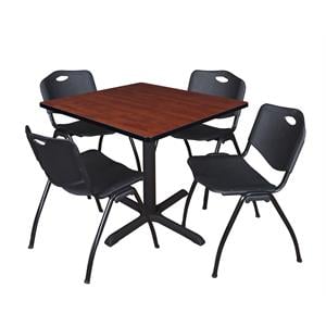 Scranton & Co 42&quot Square Breakroom Table with 4 'M' Chairs in Cherry