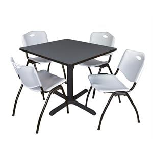 Scranton & Co 36&quot Square Breakroom Table with 4 'M' Chairs in Grey