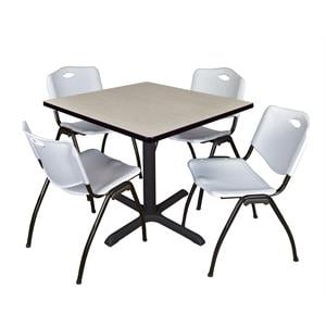 Scranton & Co 42&quot Square Breakroom Table with 4 'M' Chairs in Maple