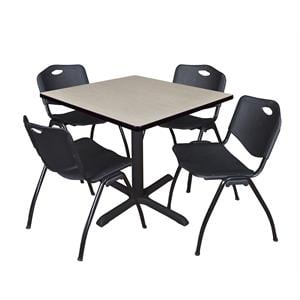 Scranton & Co 42&quot Square Breakroom Table with 4 'M' Chairs in Maple