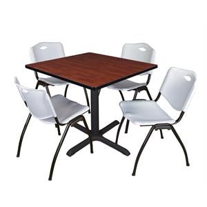 Scranton & Co 36&quot Square Breakroom Table with 4 'M' Chairs in Cherry