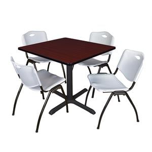 Scranton & Co 36&quot Square Breakroom Table with 4 'M' Chairs in Mahogany