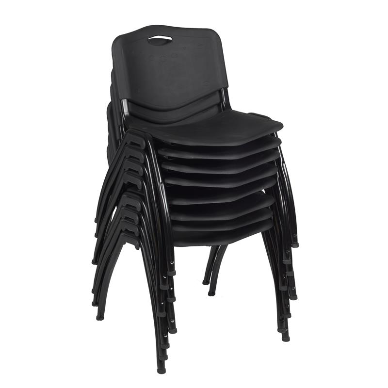 Scranton & Co 'M' Stack Chair 8 Pack in Durable Black Plastic Finish