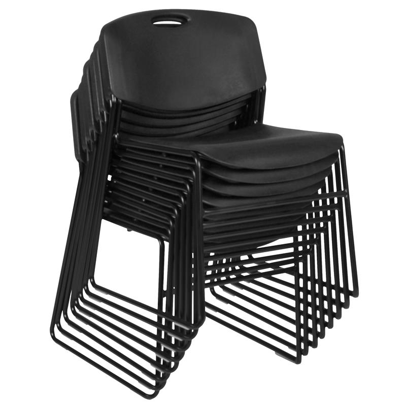 Scranton & Co Zeng Stack Chair 8 Pack in Durable Black Finish