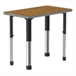 Scranton & Co Collaborative Desk with Adjustable Height in Oak Finish