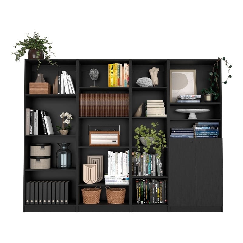 Scranton & Co Misani 4 Piece Living Room Set Black Engineered Wood
