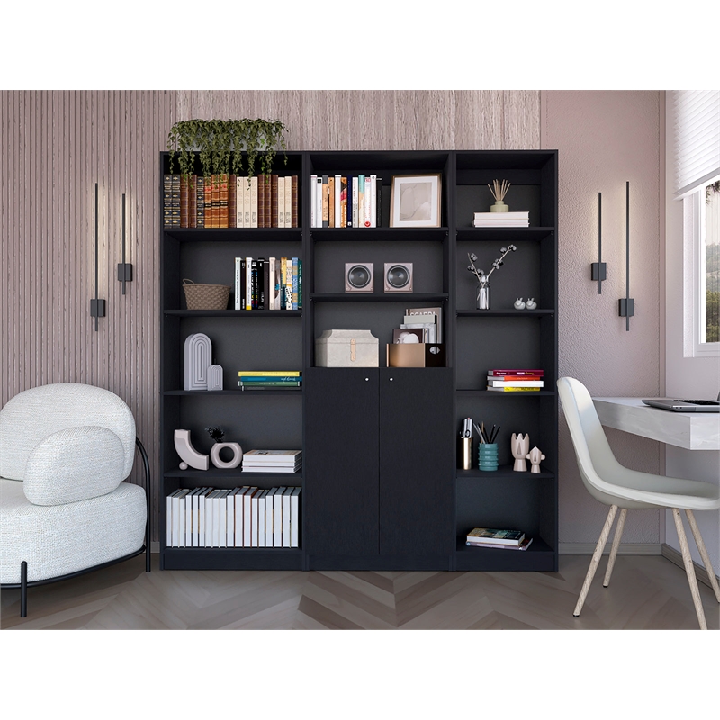 Scranton & Co Tolleson 3 Piece Living Room Set Black Engineered Wood