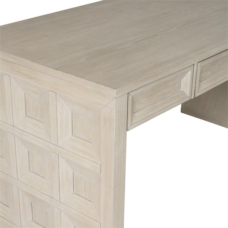 Scranton & Co Rubberwood Writing Desk with Drawers in Tawny Brown