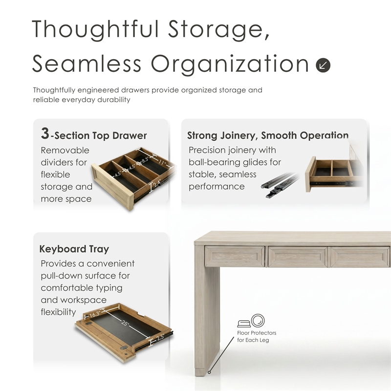 Scranton & Co Rubberwood Writing Desk with Drawers in Tawny Brown
