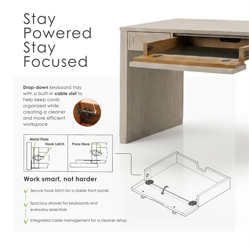 Scranton & Co Rubberwood Writing Desk with Drawers in Tawny Brown