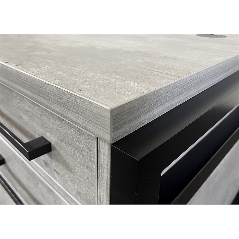 Scranton & Co Double Pedestal Executive Desk Wood Concrete Gray