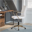 Scranton & Co Mid-Back Faux Leather Swivel Office Chair in White and Gold