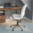 Scranton & Co Mid-Back Faux Leather Swivel Office Chair in White and Gold