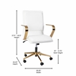 Scranton & Co Mid-Back Faux Leather Swivel Office Chair in White and Gold