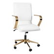 Scranton & Co Mid-Back Faux Leather Swivel Office Chair in White and Gold