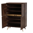 Scranton & Co Mid-Century Shoe Cabinet with 6 Shelves in Walnut Brown