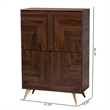 Scranton & Co Mid-Century Shoe Cabinet with 6 Shelves in Walnut Brown